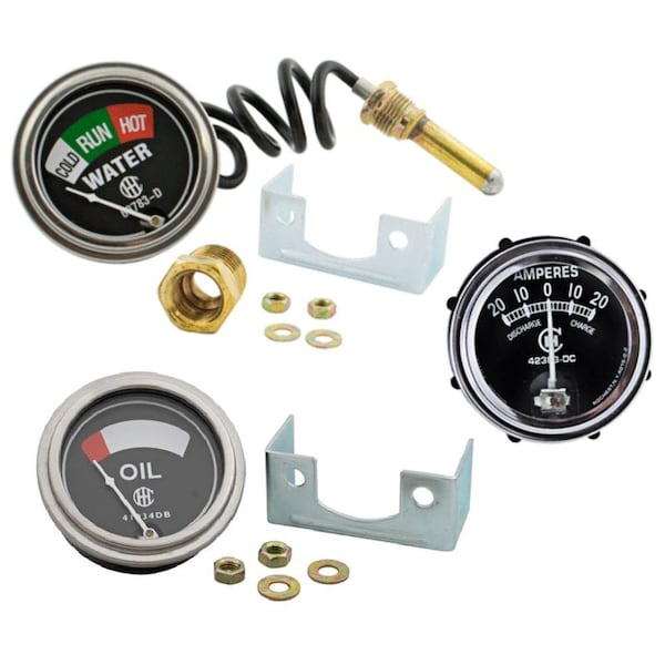 Aic Replacement Parts Oil Amp Temperature Gauge Set Fits FARMALL H M W4-9 T6 Fits International 43987DB-AMPWATERGAUGE - main